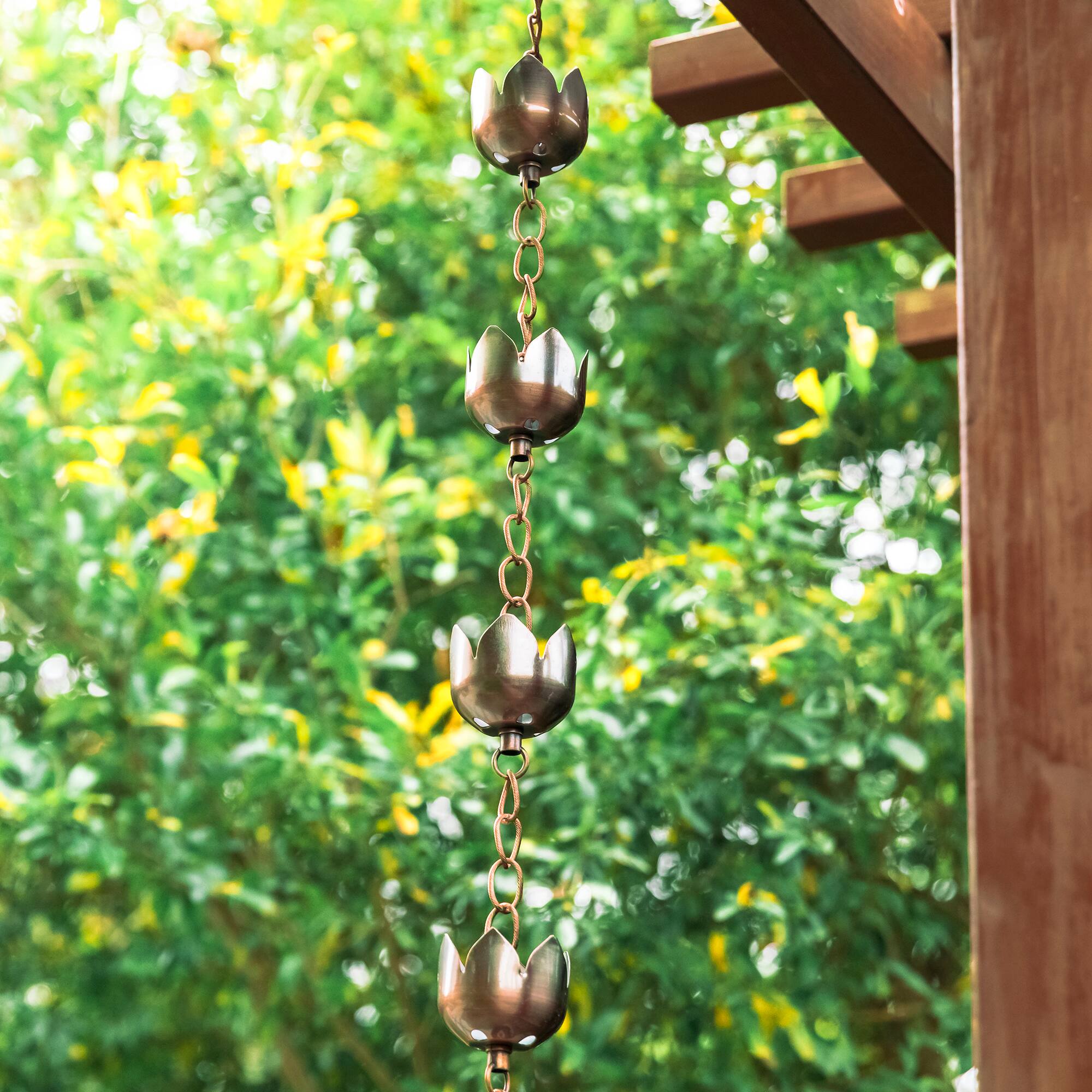 Glitzhome® 8.5ft. Faux Copper Lotus Shaped Rain Chain